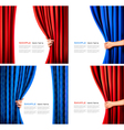 set of backgrounds with curtain and hand vector image vector image