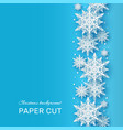 christmas background papercut 3d white snowflake vector image vector image