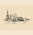 rural landscape hand drawn vector image