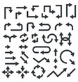 black flat arrows set traffic and web signs vector image