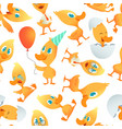 cartoon ducks pattern seamless background vector image
