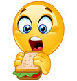 emoticon eating sandwich vector image