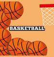 basketball balls and hoop sport background design vector image vector image