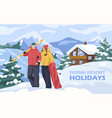 ski resort holidays or winter vacation trip vector image