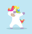 dabbing cartoon unicorn dancing sign vector image