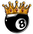 gold crown on a billiard ball isolated on white vector image
