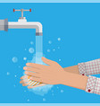 man washes hands with soap vector image