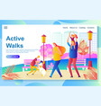 web page design template shows happy family walk vector image