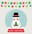 christmas glass ball with snowman greeting card vector image vector image