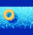 orange swim ring on blue water banner vector image