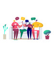 people on the couch and writing messages in chat vector image