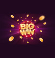 big win gold text on retro red board banner vector image