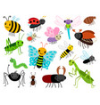 cartoon insects cute insect collection vector image vector image