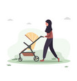 young arab woman walking with her newborn child vector image