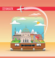 suitcase with landmarks denmark vector image