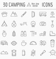 camping thin line icon set of adventure elements vector image