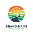 farm hill circle logo design vector image vector image