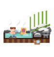 man and monkey soaking in traditional hot spring vector image