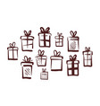 gifts with bow set of icons doodle vector image vector image