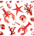 watercolor sea life pattern vector image