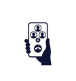 conference call icon with phone in hand vector image vector image