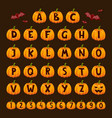 halloween pumpkin font alphabet text symbols vector image vector image