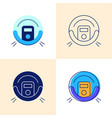 robot vacuum cleaner icon set in flat and line vector image