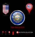 round chrome badge with new hampshire us state vector image vector image