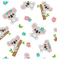 seamless pattern with cute baby koala with floral vector image
