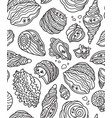 black and white cute kawaii seashells seamless vector image vector image