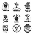 set of summer emblems with palms for emblem sign vector image vector image