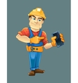 handyman builder in helmet pointing vector image