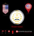 round chrome badge with rhode island us state vector image vector image