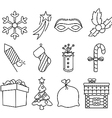 christmas icons black and white vector image