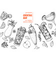 alcoholic cocktails hand drawn vector image