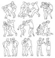 coloring book page people fighting vector image