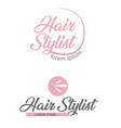 2 pink hair salon logo hair stylist emblem beauty vector image