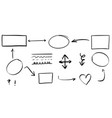 doodle lines arrows circles and curves hand vector image
