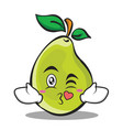 kissing face pear character cartoon vector image