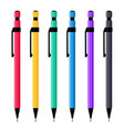 mechanical pencils in colorful plastic cases set vector image vector image