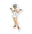 tattoo style sticker a pinup girl in towels vector image vector image