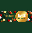 christmas sale banner design with golden label vector image