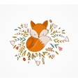fox sleeping on the flowers vector image vector image