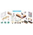 realistic isometric cafe set vector image vector image