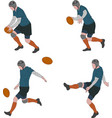 rugby player kicking ball in four steps color vector image vector image