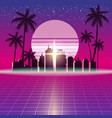 synthwave retro futuristic landscape with city vector image