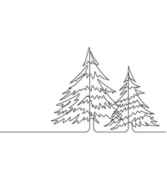 pine trees continuous line graphic vector image