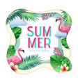 summer party typography poster with flamingo vector image