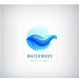 wavy blue logo water wave 3d gradient icon vector image