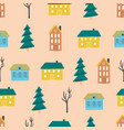 seamless pattern childish cartoon town vector image